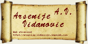 Arsenije Vidanović vizit kartica